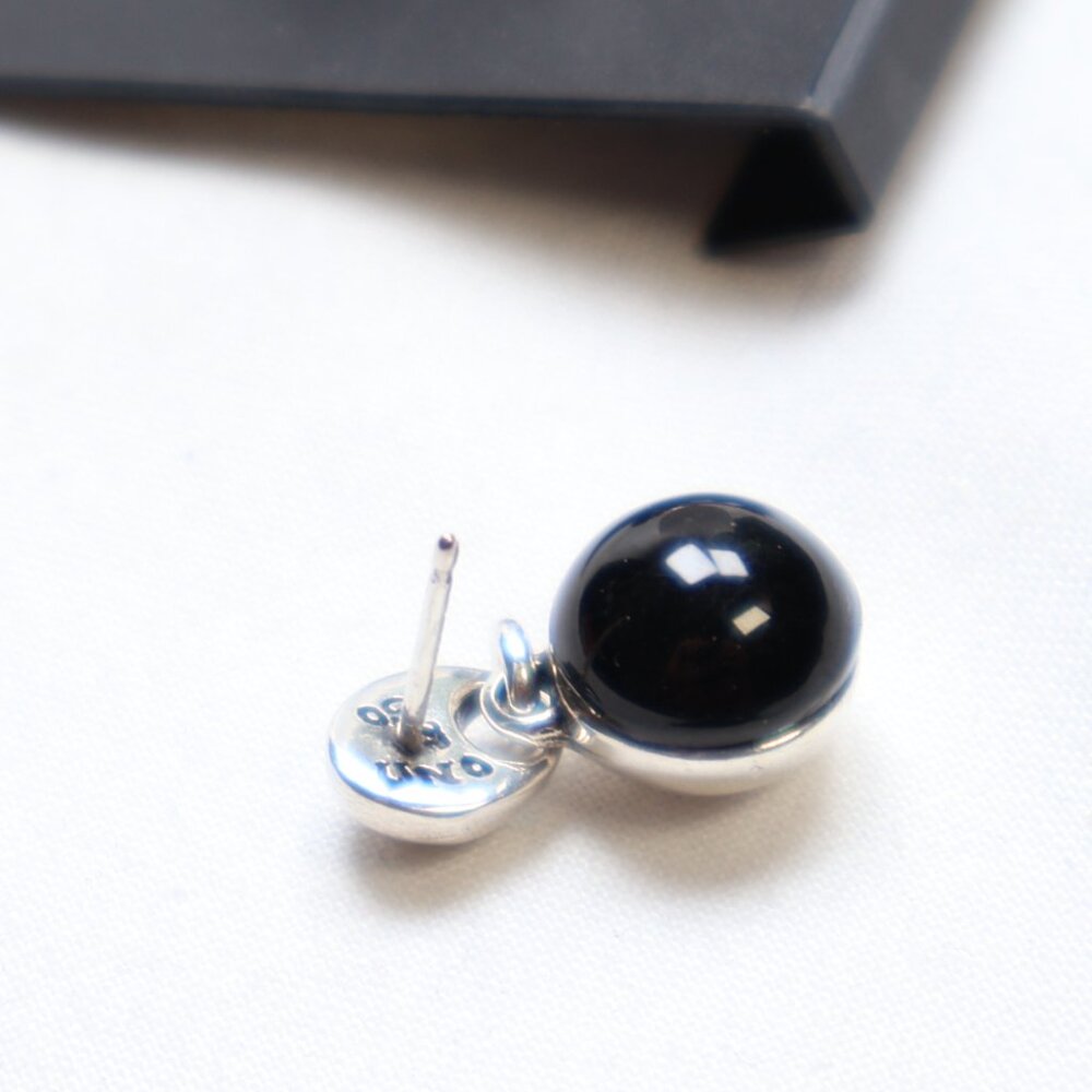UNOde50 Silver Tone Ser Fascinante Black Glass Double Bead Earrings $110 - Picture 4 of 4